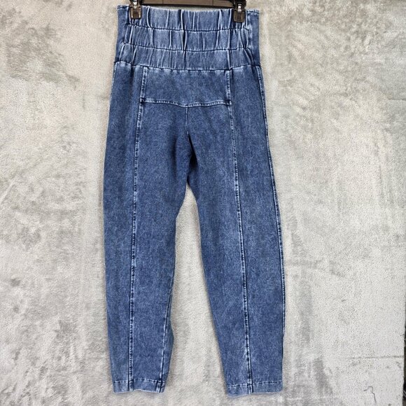 GAYA Pants Womens S Blue Acid Wash High Rise Tapered Pull On Elastic Waist Boho - Picture 8 of 11